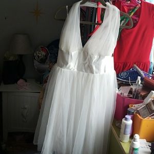 Unique vintage white halter dress